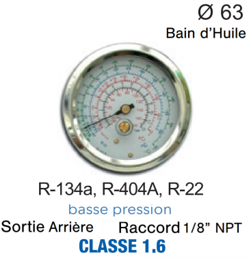 Drukmeter met oliebad R-134a, R-404A, R-22 BP
