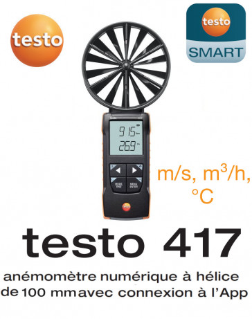 testo 417 - Digitale 100 mm schroefanemometer met App-aansluiting