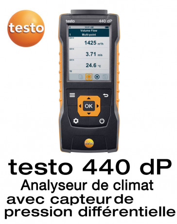 Testo 440 dP - Multifunctionele Anemometer met differentiaaldruksensor