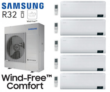 Samsung Windvrij Comfort 5-Split AJ100TXJ5KG + 4 AR07TXFCAWKN + 1 AR18TXFCAWKN