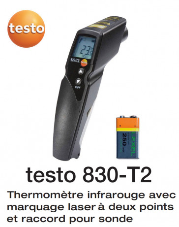 Testo 830-T2 - Infraroodthermometer met tweepuntslasermarkering en sondeaansluiting