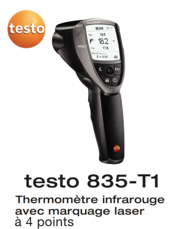 Testo 835-T1 - Infraroodthermometer met 4-punts lasermarkering