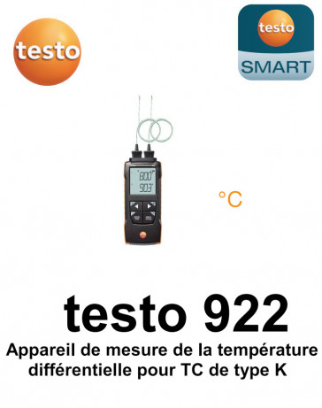 testo 922 - Appareil de mesure de la température différentielle pour TC de type K avec connexion à l’App