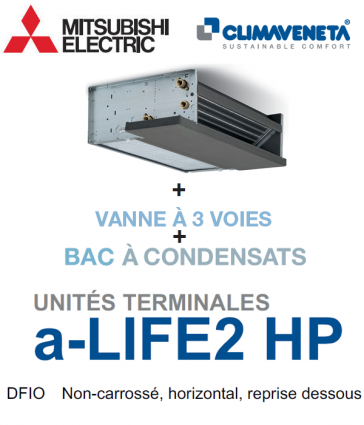 Gesloten ventilatorconvector, horizontaal, met luchtafvoer van onderaf a-LIFE2 HP 2T DFIO 0702