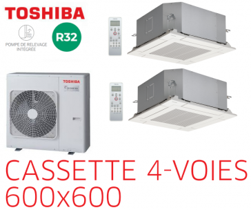 Toshiba 4-WAY CASSETTE 600X600 Bi-Split RAS-3M26G3AVG-E + 2 RAS-M13U2MUVG-E