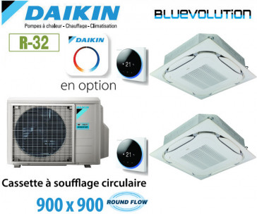 Daikin Cassette 8-weg Round Flow 900 x 900 Bisplit 2MXM68A + 2 FCAG35B - R32