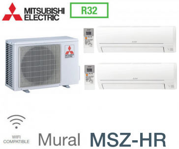 Mitsubishi Bi-split omvormer MXZ-2HA40VF + 2 MSZ-HR25VF - R32 