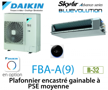 Daikin Advance FBA100A monofasige plafondlamp voor inbouw in het midden van de EP.