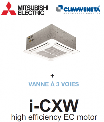 Cassette 4-weg ventilatorconvector met hoog rendement EC motor i-CXW 2T 1102 + 3-WAY VALVE