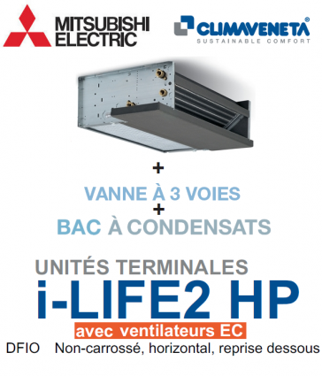 Ventilatorconvector met EC "Brushless" ventilatoren Kanalen, horizontaal, luchtafvoer van onderaf i-LIFE2 HP 2T DFIO 0402