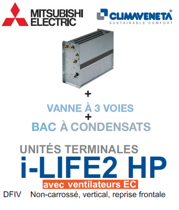Ventilatorconvector met EC-ventilatoren "Brushless Ducted", verticaal, front return i-LIFE2 HP 2T DFIV 1002