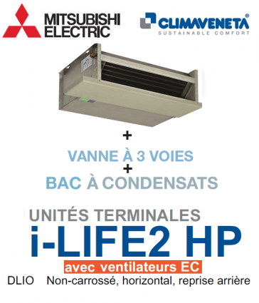 Ventilatorconvector met EC-ventilatoren "Brushless Ducted", horizontaal, achteruitgang i-LIFE2 HP 2T DLIO 0202