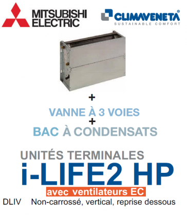 Ventilatorconvector met EC-ventilatoren "Brushless Ducted", verticaal, bodeminvoer i-LIFE2 HP 2T DLIV 0602