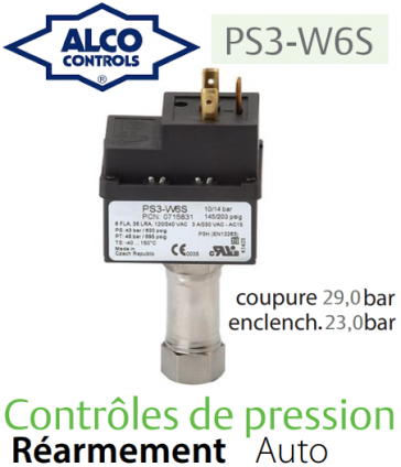 Drukregeling met vast instelpunt PS3-W6S Alco Controls 