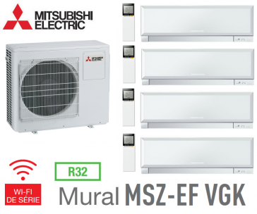 Mitsubishi Quadri-split Wall Mounted Inverter Design MXZ-4F83VF + 3 MSZ-EF22VGKW + 1 MSZ-EF42VGKW