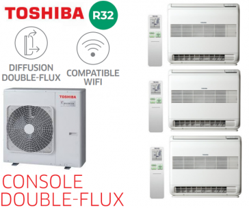 Toshiba DOUBLE-FLUX Tri-Split CONSOLE RAS-3M26G3AVG-E + 2 RAS-M07J2FVG-E + 1 RAS-B13J2FVG-E