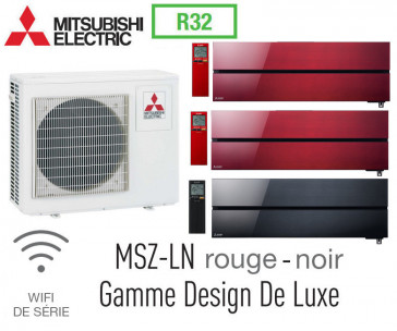 Mitsubishi Tri-split wandmodel De Luxe MXZ-4F83VF + 2 MSZ-LN25VGR + 1 MSZ-LN35VGB - R32