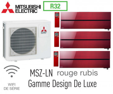 Mitsubishi Tri-split wandmodel De Luxe MXZ-4F83VF + 2 MSZ-LN25VGR + 1 MSZ-LN35VGR - R32