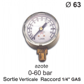 Manometer voor drukregelaar - Stikstof - 0 tot 40 / 60 bar