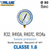 Manometer voor R32, R410A, R407C, R134a van Value 