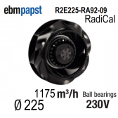 Ventilateur centrifuge EBM-PAPST - R2E225-RA92-09 - en 230 V
