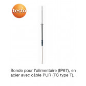 Roestvrijstalen voedingssonde (TC type T) - met PUR-kabel van Testo