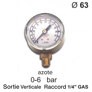 Manometer voor drukregelaar - Stikstof - 0 tot 6 bar