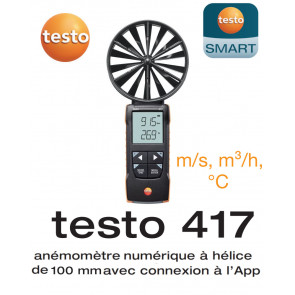 testo 417 - Anémomètre numérique à hélice de 100 mm avec connexion à l’App