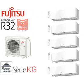 Fujitsu 5-Split wandmontage AOY100M5-KB + 4 ASY20MI-KG + 1 ASY40MI-KG