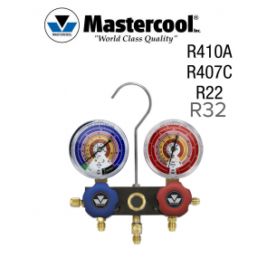 Manifold met kijkglas - 2 kleppen, Mastercool R22, R407C, R32, R410A zonder slang 