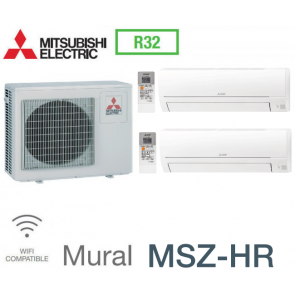 Mitsubishi Bi-split Mural Inverter MXZ-2HA50VF + 2 MSZ-HR25VF - R32 
