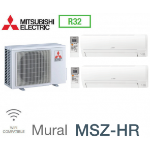 Mitsubishi Bi-split Mural Inverter MXZ-2HA40VF + 2 MSZ-HR25VF - R32 