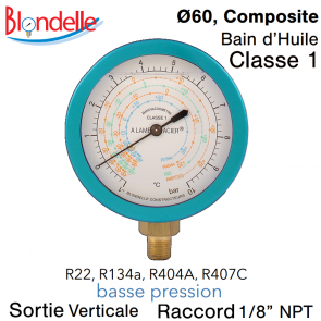 Blondelle manometer - R134A - R404A - R22 - R407C 