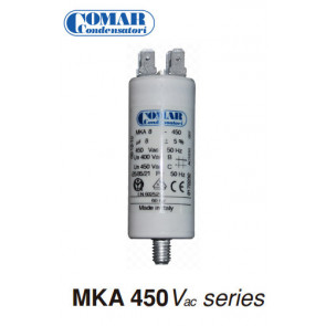 Permanente condensator MKA 8 μF - 450 van Comar - DOUBLE COSSE