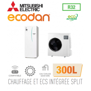 Ecodan CHAUFFAGE SEUL SPLIT HYDROBOX DUO 300L R32 EHST30D-VM6ED + SUZ-SWM60VA