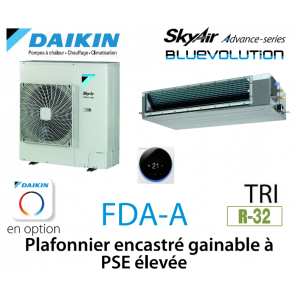 Daikin Plafonnier encastré gainable à PSE élevée Advance FDA125A triphasé