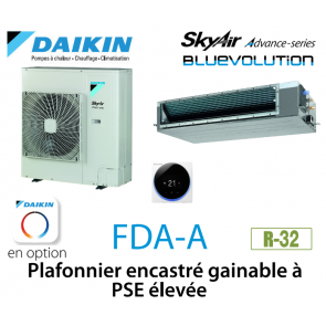 Daikin Plafonnier encastré gainable à PSE élevée Advance FDA125A monophasé