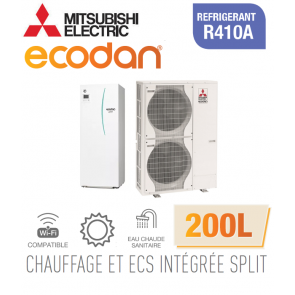 Ecodan CHAUFFAGE SEUL SPLIT HYDROBOX DUO 200L R410a EHST20C-VM2D + PUHZ-SW120VHA