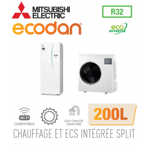 Ecodan CHAUFFAGE SEUL SPLIT HYDROBOX DUO 200L R32 EHST20D-VM2D + SUZ-SWM80VA