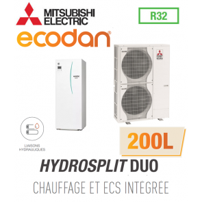 Ecodan CHAUFFAGE SEUL HYDROSPLIT DUO 200L R32 EHPT20X-VM6D + PUZ-HWM140VHA