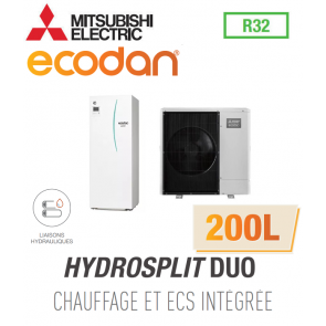 Ecodan CHAUFFAGE SEUL HYDROSPLIT DUO 200L R32 EHPT20X-VM6D + PUZ-WM112VAA