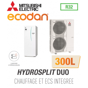 Ecodan CHAUFFAGE SEUL HYDROSPLIT DUO 300L R32 EHPT30X-YM9ED + PUZ-HWM140VHA