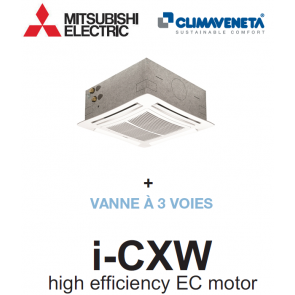 Cassette 4-weg ventilatorconvector met hoog rendement EC motor i-CXW 2T 0602 + 3-WAY VALVE