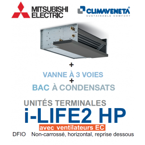Ventilatorconvector met EC "Brushless" ventilatoren Ductable, horizontaal, luchtafvoer van onderen i-LIFE2 HP 2T DFIO 0202