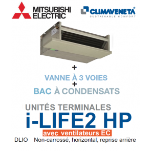 Ventilatorconvector met EC-ventilatoren "Brushless Ducted", horizontaal, achteruitgang i-LIFE2 HP 2T DLIO 0402