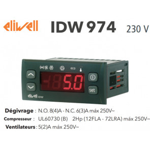 Eliwell IDW974 230V regelaar met twee NTC sensoren