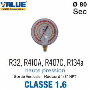 HP drukmeter voor R32, R410A, R407C, R134a van Value 