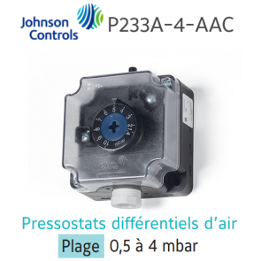 Pressostat différentiel d’air "JOHNSON CONTROLS" P233A-4-AAC