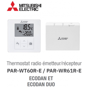 Contrôle Sans fil et Thermostat Mitsubishi Electric PAR-WT60R-E + PAR-WR61R-E