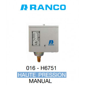 Pressostat simple manuel HP O16-6751 Ranco 